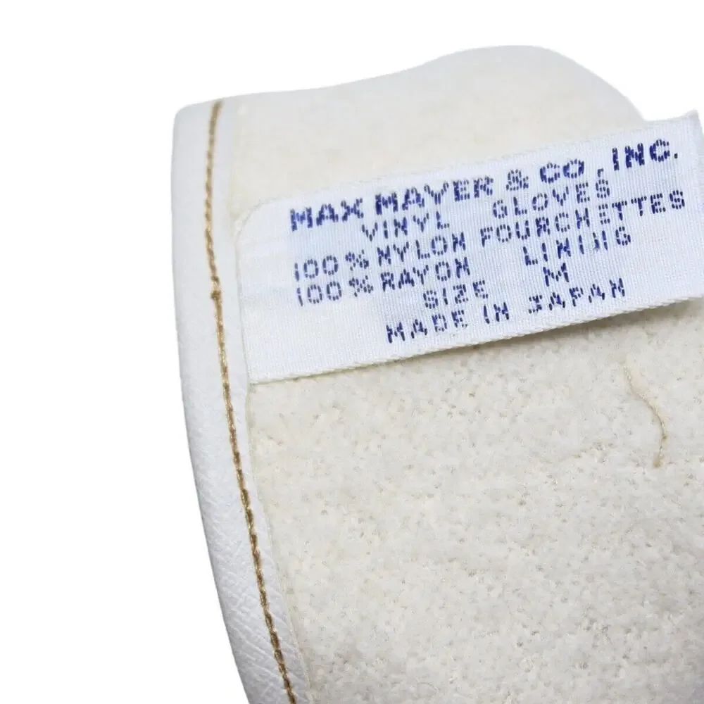 Vintage Ivory Max Mayer Embroidered Fashion Gloves Vinyl and Rayon Sz M -Hey Viv